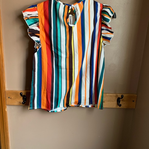 Shein Striped Ruffle Sleeve - Picture 3 of 3